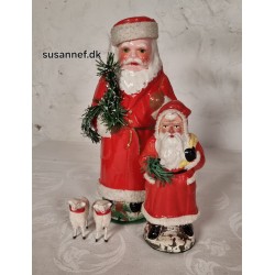 Antique candycontainer, Santa, papier machè, h: 17 cm.