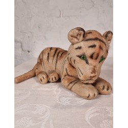 Gammelt Steiff dyr, tiger, mål: 17 x 35 cm + hale.