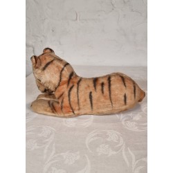 Gammelt Steiff dyr, tiger, mål: 17 x 35 cm + hale.