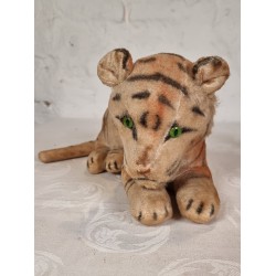 Gammelt Steiff dyr, tiger, mål: 17 x 35 cm + hale.