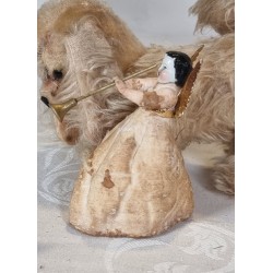 Angel in cotton with antique bisquit head, h: 12 cm.