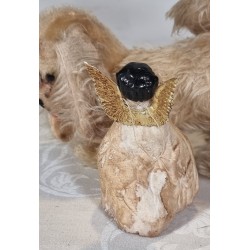 Angel in cotton with antique bisquit head, h: 12 cm.