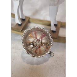 Antique glass ornament, reflector with glass threads, colored, h: 5 cm.
