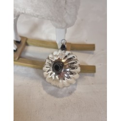Antique glass ornament, reflector with glass threads, colored, h: 5 cm.