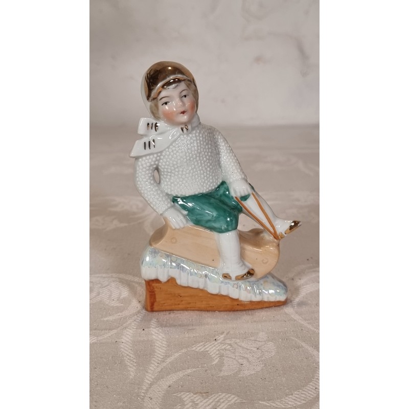 Antique porcelain figure, winter girl, h: 13 cm.