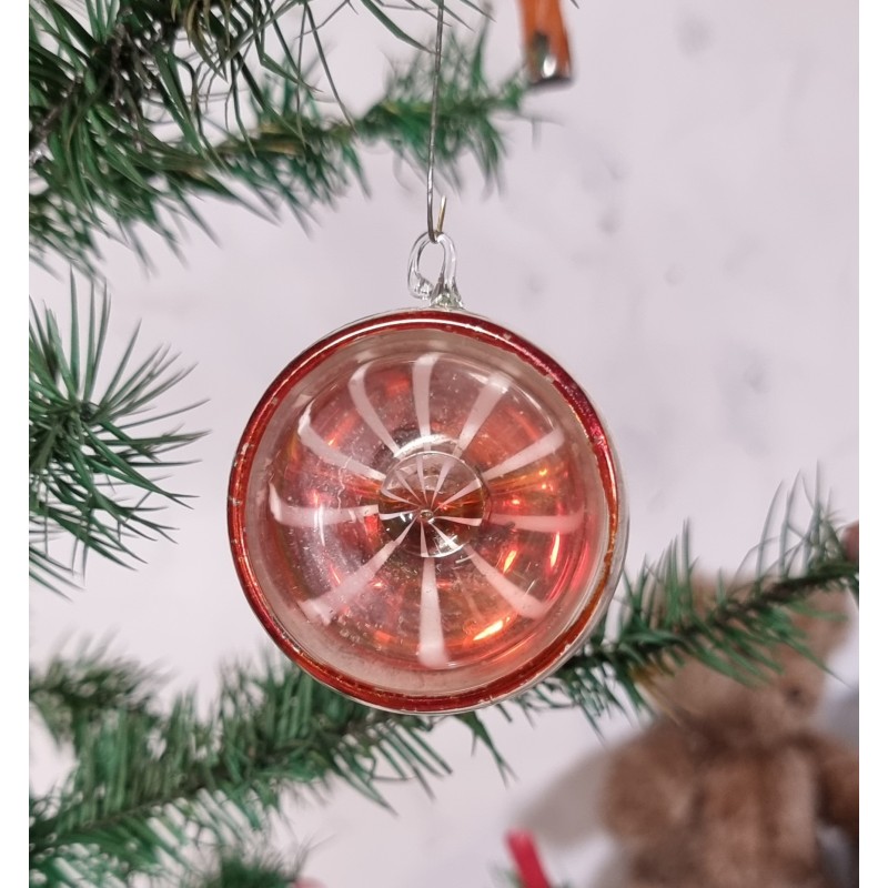 Antique glass ornament, reflector with glass ornament, colored, h: 6 cm.