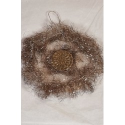 Antique tinsel/gauze ornament with angels and Dresden cardboard, size: 10 x 11 cm., h: