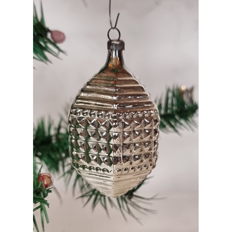 Antique glass ornament, art nouveau silver ornament/pattern, h: 7 cm.