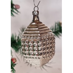 Antique glass ornament, art nouveau silver ornament/pattern, h: 7 cm.