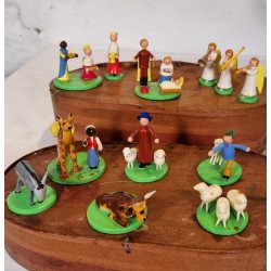 13 old German nativity figures/nativity in wood, h: 9 cm (dromedary)