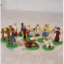13 old German nativity figures/nativity in wood, h: 9 cm (dromedary)