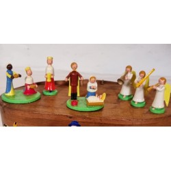 13 old German nativity figures/nativity in wood, h: 9 cm (dromedary)