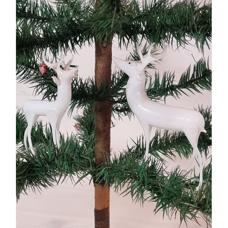 Antique Lauscha ornaments, deer, h: 10 - 12 cm.