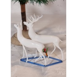 Antik Lauscha opstilling med hjorte par, h: 13 - l: 12 cm.