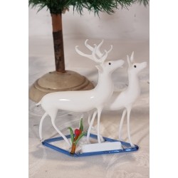 Antique Lauscha display with a deer couple, h: 13 cm, l. 12 cm.
