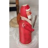 Antique Santa with a sack, cotton and papier mache, h: 14 cm.