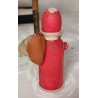 Antik julemand med sæk, vat og papmachè, h: 14 cm.
