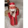 Antique Santa with a sack, cotton and papier mache, h: 14 cm.