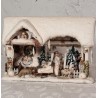 Tysk snehus med 8 vatdukker, Wendt und Kühn engle mm. Spiller julemelodier, mål: 46 x 33 x22 cm.