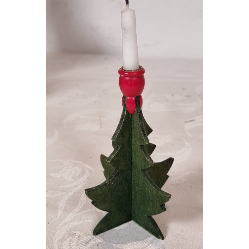 Swedish Christmas tree/wood with 1 candle holder, h: 13 cm.
