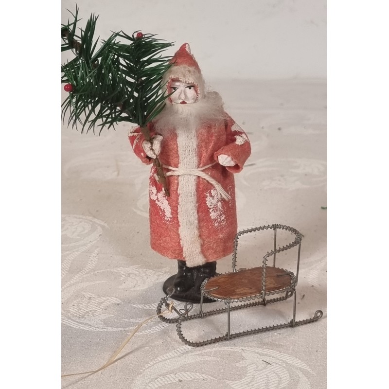 Antique Santa with a sledge, candycontainer, h: 14,5 cm (Santa)