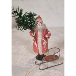 Antique Santa with a sledge, candycontainer, h: 14,5 cm (Santa)