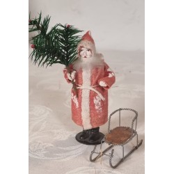 Antique Santa with a sledge, candycontainer, h: 14,5 cm (Santa)