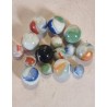 Collection of old glass ornaments from Lauscha, h: 1,5 - 2,5 cm.