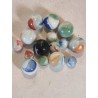 Collection of old glass ornaments from Lauscha, h: 1,5 - 2,5 cm.