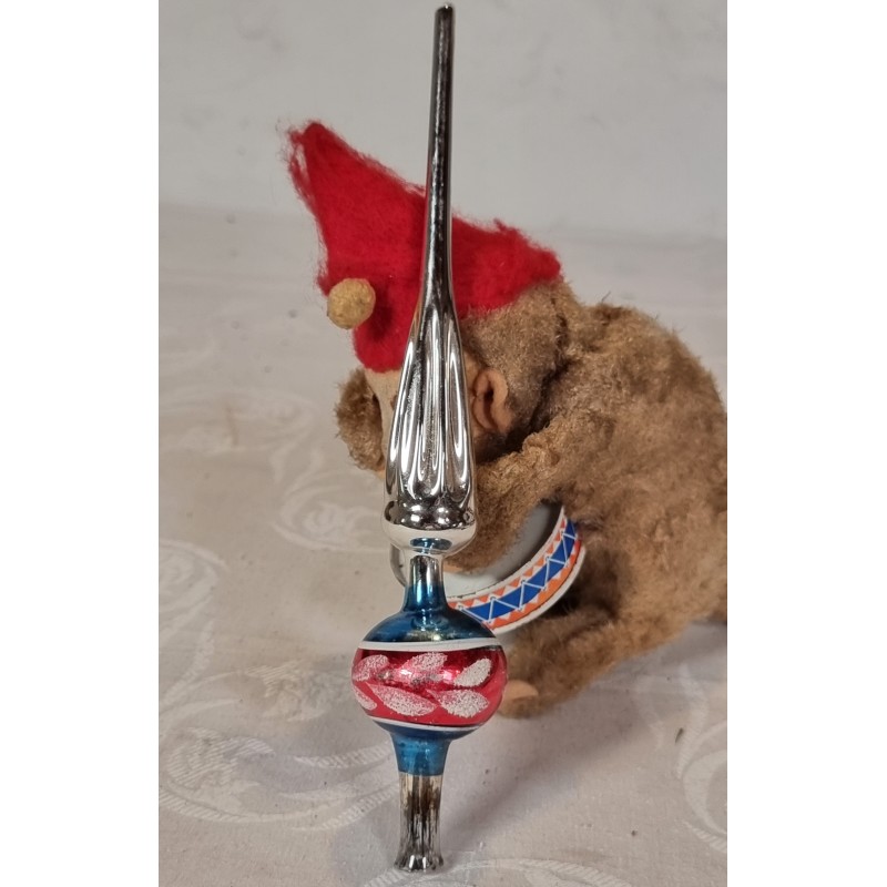 Old glass ornament, tree top, colored, pattern, h: 22 cm.