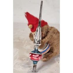 Old glass ornament, tree top, colored, pattern, h: 22 cm.