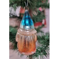 Antique glass ornament, Santa with a spruce branch, h: 8 cm.