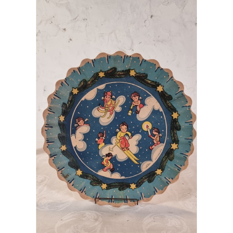 Antique Christman plate, angels, Ø: 31 cm.