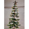 Antique two-tone feather tree with ornamnts and garlands, h: 112 cm (from tree foot to top ornament).