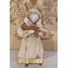 Cotton ornament, girl with antique bisquit head and dog, h: 9 cm.