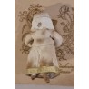 Cotton ornament, girl with antique bisquit head and dog, h: 9 cm.
