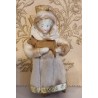 Cotton ornament, girl with antique bisquit head and dog, h: 9 cm.