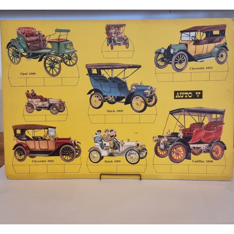 Old plank with cars, size: 49 x 34 cm. (yellow)