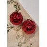 Old glass ornaments, 2 red flower buds, h: 3,5 cm. (2x)