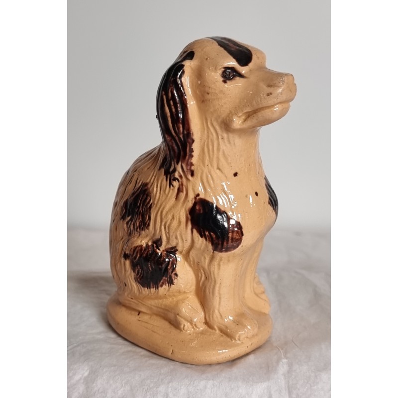 Gammelt lertøj, sparebøsse, hund, h: 13 cm.