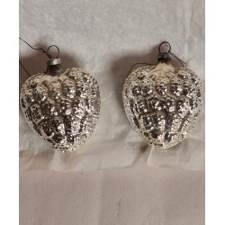 Antique glass ornaments, art nouveau, hearts, h: 5 cm.