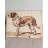 Mindre, antik anskuelighedstavle, Sct. Bernhardtshund, mål: 19,5 x 25,5 cm.