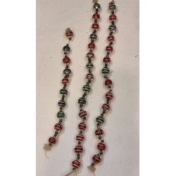 Old glass ornaments, garlands, colored, l: 40 + 40 + 27 cm. (3x)