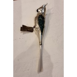 Antikt glaspynt, kakadue, l: 14 cm. (grøn)