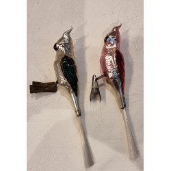 Antique glass ornament, exotic bird, cockatoo, h: 14 cm.