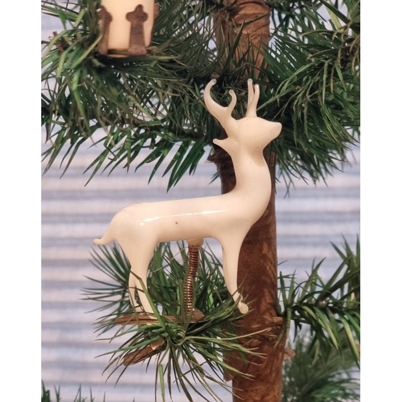 Antique Lauscha ornament, deer on clip, h: 6,5 cm.