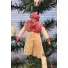 Antique ornament, lady in crepe, cotton and papier mache, h: 12 cm.