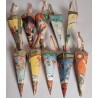 10 old candycontainer in cardboard, elves, angels and more, h: 14 cm (without hanger).