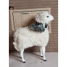 Tall sheep with blue foil flower, h: 15,5 cm.
