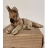 Old Steiff animal, German shepherd dog, size: 15 x 25 cm.